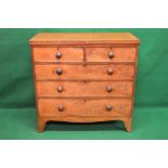 Victorian mahogany chest of five drawers having two short over three long graduated drawers with