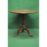 Mahogany circular tip top tripod table the top being supported by turned column leading to three