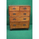 19th century mahogany brass bound military chest stamped Edwards & Roberts having two short and