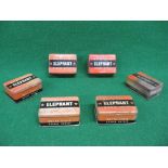 Six Elephant Motorcycle Repair Outfit tins with hinged lids - 4" x 3" x 1.