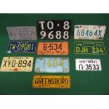 Ten different American number plates - 12.5" x 9" to 9" x 4.