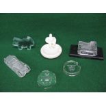 Glass paperweights to comprise: Esso 1985, Brooklands Centenary 2007, Jaguar XK120,