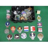 Approx thirty car badges and fittings to include: Japan Automobile Federation,