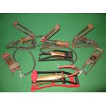 Seven assorted old foot pumps by Kismet, Dunlop,