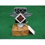 Brooklands enamelled Junior Car Club badge - 3.25" x 4" (minus mount), marked Elkington & Co. No.