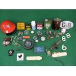 Mixed lot of tins, gauges etc indicators,