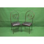 Set of six Italian post modern Suspiral chairs in coated steel with leather seats designed by Luigi