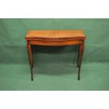 Cross banded walnut shaped fold over tea table supported on square cabriole legs - 36" wide