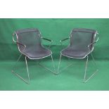 Set of six Charles Pollock Penelope stacking armchairs in chrome steel and black mesh by Castelli,