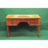 Victorian mahogany writing table the top having moulded edge with rounded corners over central