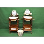 Pair of Continental wash stands each being complete with porcelain jug, toothbrush holder,