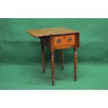 Mahogany drop flap work table having single drawer with hoop handles,