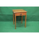 Square chess board top occasional table the top having moulded edge over single drawer,