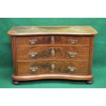 19th century mahogany inverted bow fronted chest of drawers the top having moulded edge over three