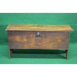 Elm six plank coffer standing on V cut legs - 40" wide