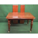 Victorian mahogany wind out dining table with two additional leaves,