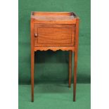 Mahogany tray top night stand having raised gallery with pierced carrying handles over single