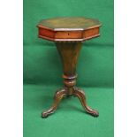 Victorian mahogany trumpet shaped work box the top opening to reveal fitted interior and supported