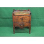 Georgian mahogany tray top commode having raised gallery with three pierced carrying handles above