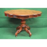 Victorian mahogany shaped centre table the shaped top having moulded edge over single drawer,