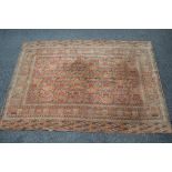 Brown ground rug having brown and black pattern - 102" x 70"