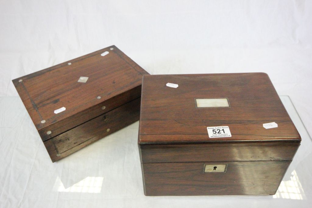 Two vintage Wooden Sewing boxes