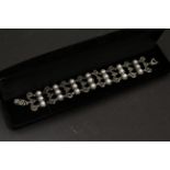 Silver marcasite and freshwater pearl bracelet