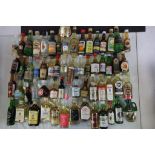 Large collection of miniatures to include: Ballantine's Scotch Whiskey, Ben Nevis Special Reserve