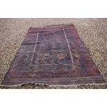 Large Eastern red & blue rug 10' x 7'6