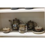 Japanese Satsuma part tea set with Character marks to base