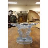 Art deco style pale blue Glass floral centrepiece with kneeling Female figures