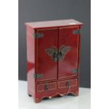 Oriental Lacquered cabinet with internal Mirror and two drawers