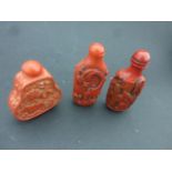 Three Chinese scent bottles