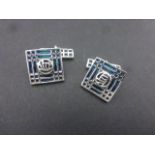 Pair of Silver and enamel set of cufflinks