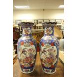 Large pair of hand painted Chinese vases with Flower & Birds scenes