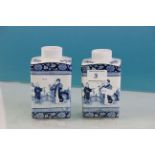 Pair of Booth's Blue & White Chinese design Tea Caddy's