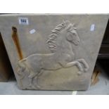 Concrete slab with a rearing Horse design