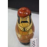 Set of Five Wooden Handpainted ' Gangster / Pirates ' Russian Stacking Dolls