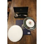 Boxed Arthur Price Kings pattern Soup Ladle two Royal Worcester cake stands in a box, Contessa &