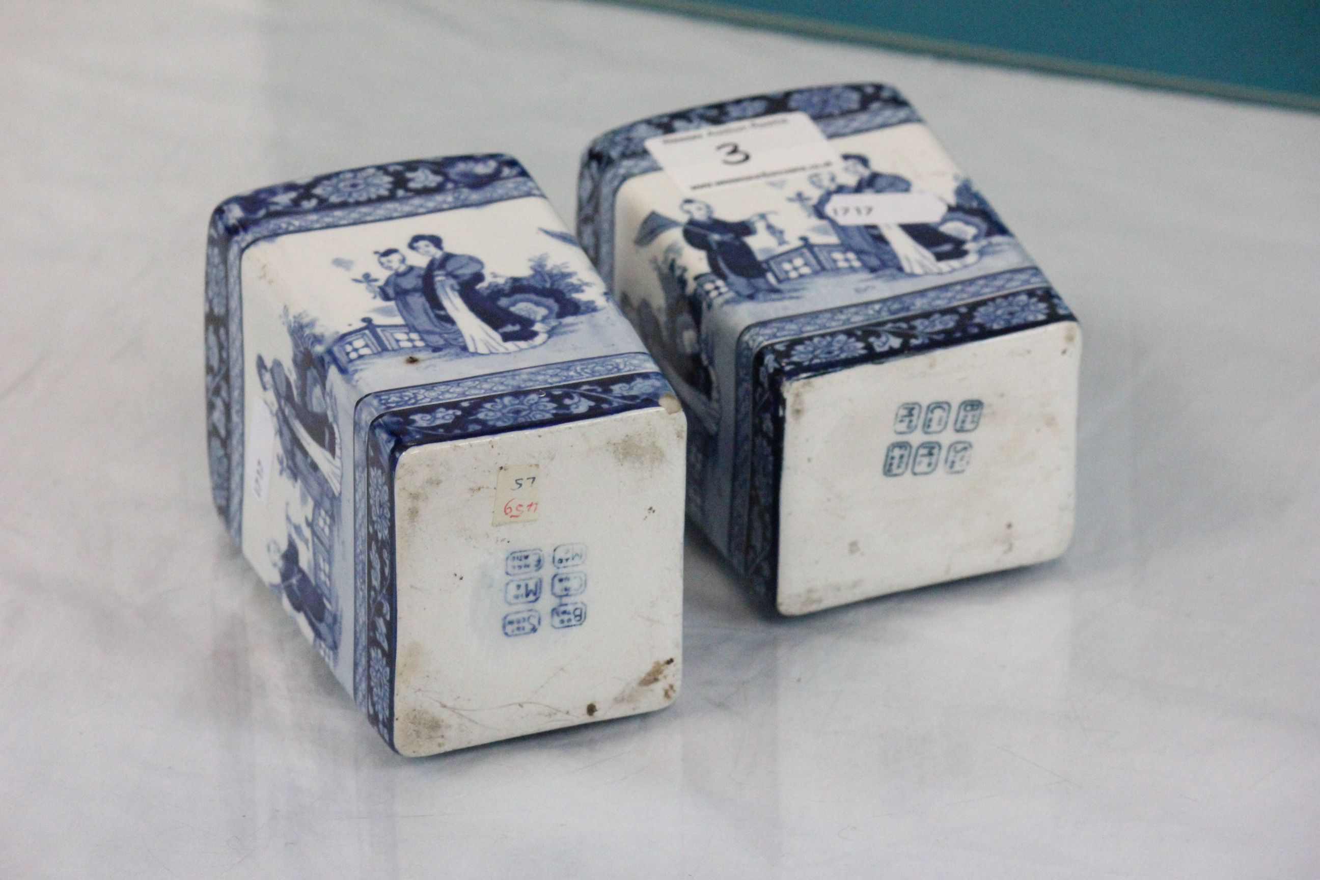 Pair of Booth's Blue & White Chinese design Tea Caddy's - Image 2 of 2