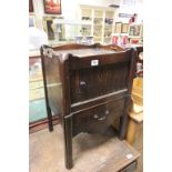 Georgian Mahogany Square Galleried Pot Cupboard, the Tambour Door to Cupboard over a Pull-out step