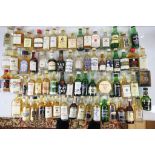 Large collection of miniatures to include: Teachers Scotch Whiskey, VAT 69 Finest Scotch Whiskey,