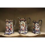 Set of three graduating 19th century Ironstone jugs