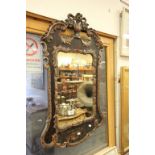 Georgian Style Ornate Mirror with Floral and Foliate C Scrolls Carved Frame