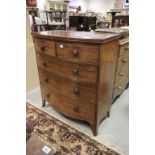 Antique Mahogany Bow Front Chest of Two Short and Three Long Drawers on splayed feet