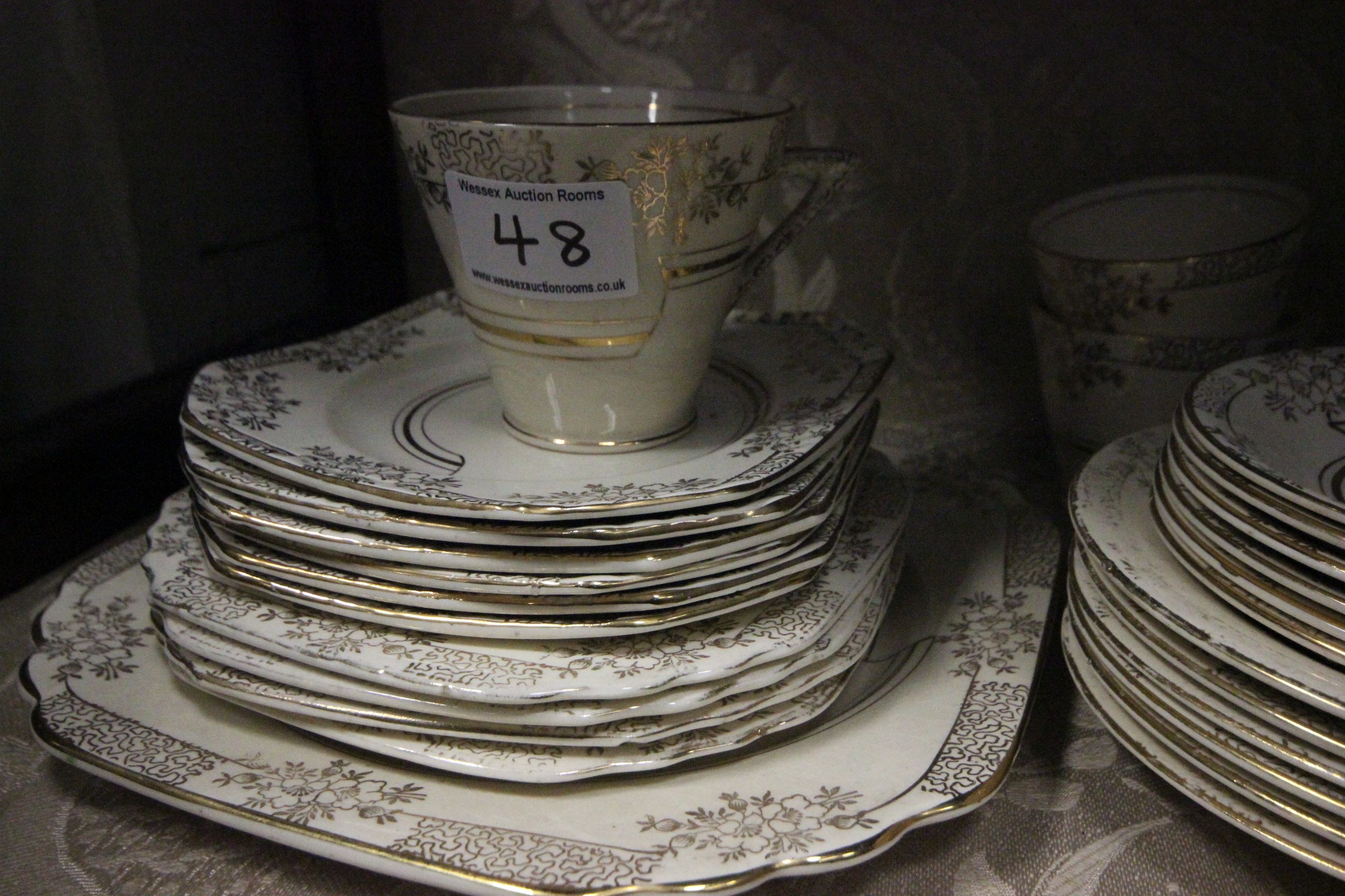 A Thomas Forester and sons Art Deco Phoenix pattern coffee set with side plates. - Image 3 of 4