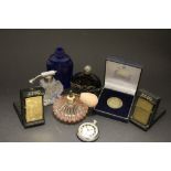 Mixed collectables to include scent bottles, Police medal, Zippo lighters and an Ingersoll pocket