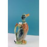 French Majolica Style Duck Decanter with Stopper