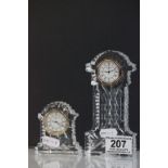 Two Waterford Crystal Glass Desk Clocks
