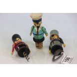 Set of Three Vintage Painted Wooden Bar Items being Man in Top Hat Bottle Opener, Soldier